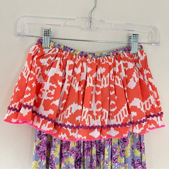 Place du Soleil Floral Ikat Tiered Sleeveless Ruffle Maxi Dress Multicolor - Picture 6 of 11